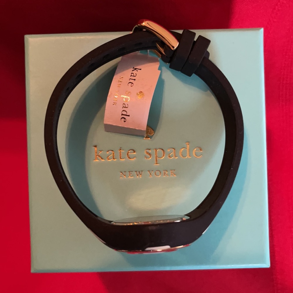 NEW KATE SPADE BLACK WHITE POLKADOT SILICONE WATCH - Picture 12 of 16